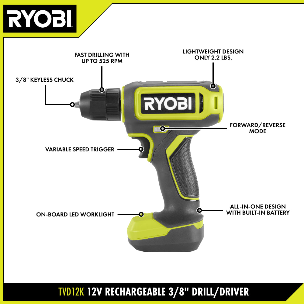 12V Rechargeable 3/8" Drill/Driver